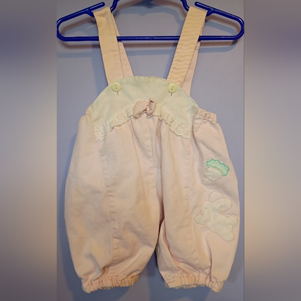 Vintage 90s Baby Girl Bunny Romper Pink 0-3 Months Easter